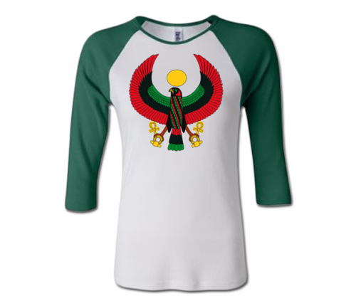 Women White and Green Heru Baseball T-Shirt
