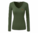 Women Olive Green Heru L/S Sheer V-Neck T-Shirt
