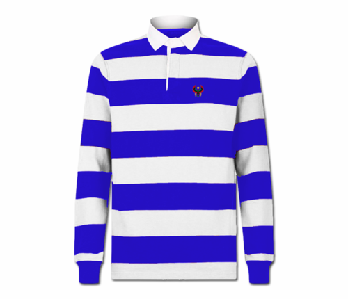 Men Royal Blue and White Heru Rugby Shirt (Long Sleeve)
