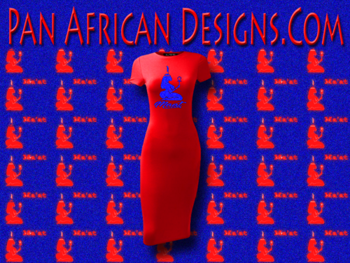 Women's Red with Royal Blue Glitter Maat T-Shirt Dress