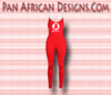 Women's Red Sekhmet (Bodycon) Full Length Jumpsuit with White Spaghetti Strap and side stripes