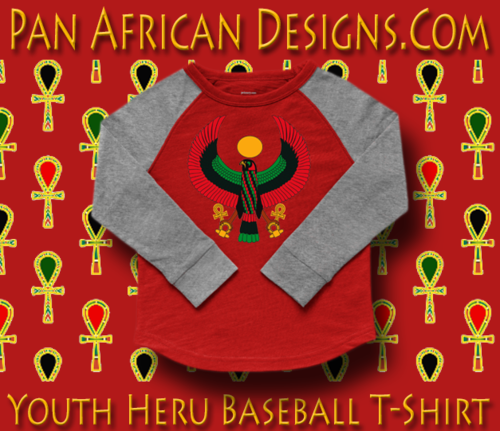Youth Red and Heather Grey Heru Baseball T-Shirt