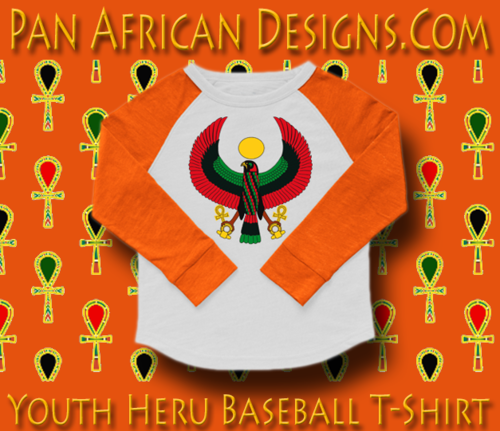Youth White and Orange Heru Baseball T-Shirt