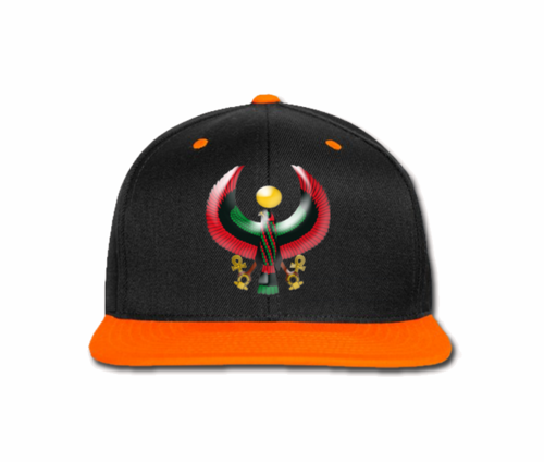 Men's Black and Orange Heru Snap Back (Flexstyle Logo)