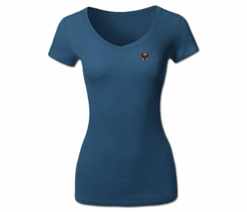 Women's Blue Teal Heru V-Neck T-Shirt