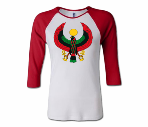 Women White and Red Heru Baseball T-Shirt