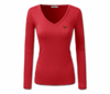 Women Red Heru L/S Sheer V-Neck T-Shirt