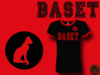 Womens Black and Red Baset T-Shirt With Red Metallic/Foil Print
