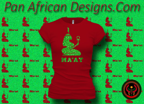 Women's Red and Green Maat T-Shirts with Glitter
