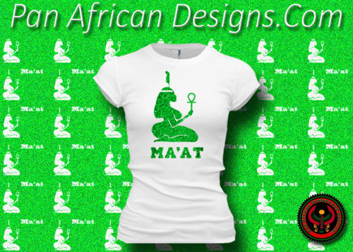 Women's White and Green Maat T-Shirts with Glitter