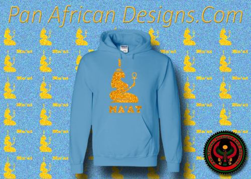 Women's Baby Blue and Gold Ma'at Hoodie with Glitter
