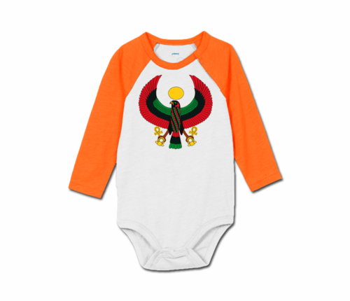 Toddler Tangerine/White Heru Baseball Onesie