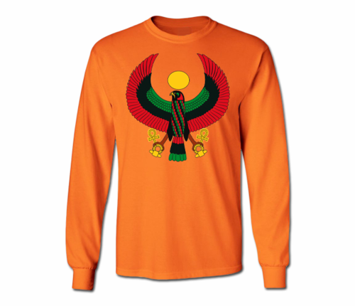 Men's Orange Heru Long Sleeve T-Shirts