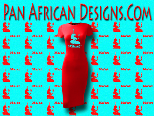 Women's Red with Turquoise Blue Glitter Maat T-Shirt Dress