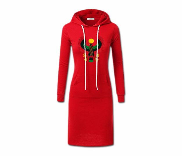 Women S Red With White String Heru Hoodie Dress Pan African Designs