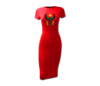 Women's Red Heru Short Sleeve Bodycon Dress