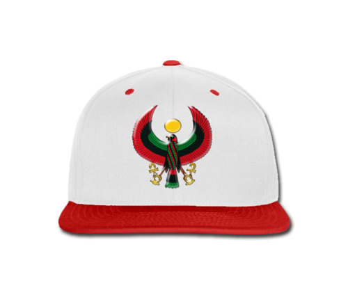 Men's White and Red Heru Snap Back (Flexstyle Logo)