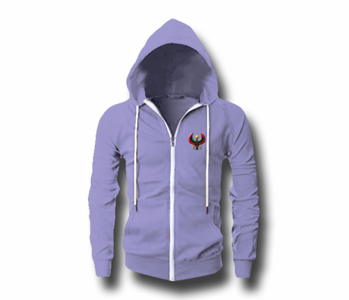 Men's Lavender Heru (Flex Logo) Slim Fit Lightweight Hoodie (Long Sleeve,Full Zipper)