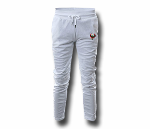 Mens White Heru (Flex Logo) Slim Fit Lightweight Sweatpant (with Draw String)