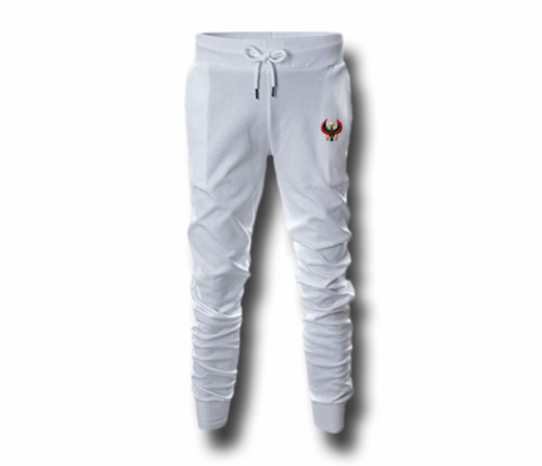 Men's White Heru (Flex Logo) Slim Fit Lightweight Sweatpant with Tapper Bottom Close