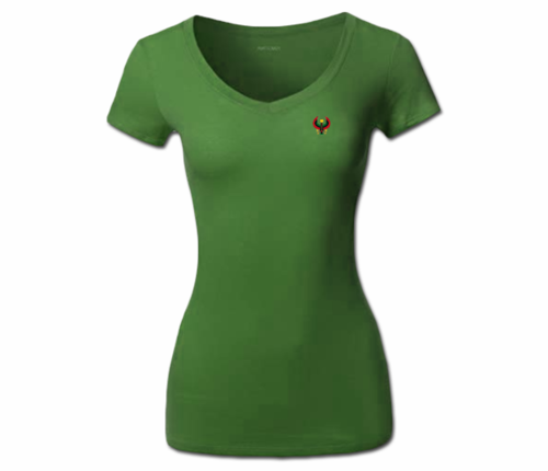 Women's Leaf Green Heru V-Neck T-Shirt