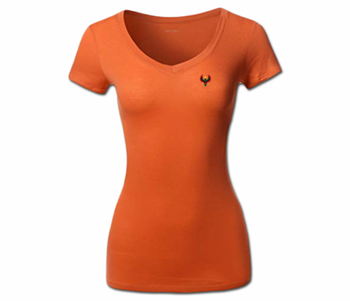 Women's Orange Heru V-Neck T-Shirt