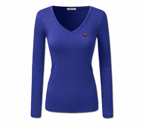 Women's Royal Blue Heru Long Sleeve V-Neck T-Shirt