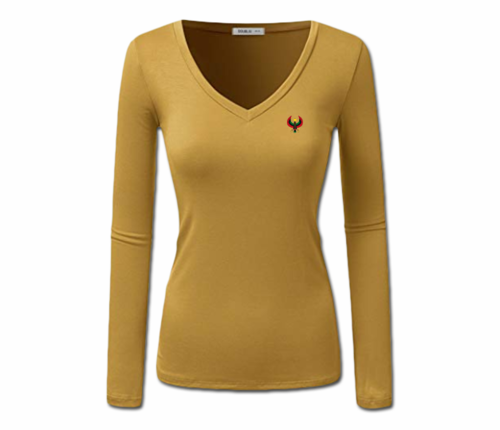 Women's Mustard Heru Long Sleeve V-Neck T-Shirt