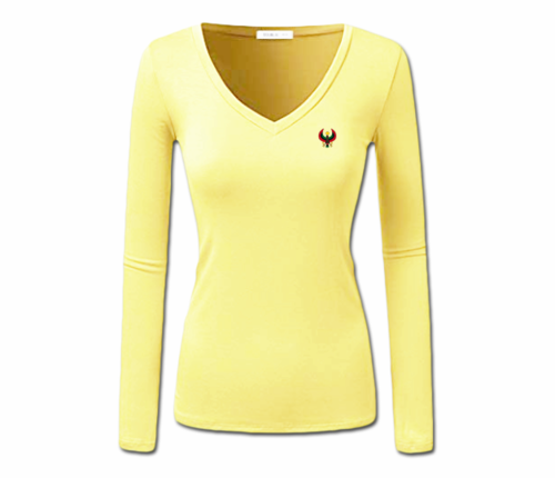 Women's Yellow Heru Long Sleeve V-Neck T-Shirt
