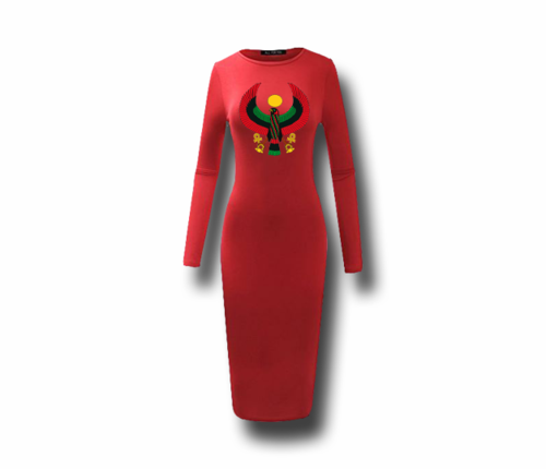 Women's Coral Heru Long Sleeve (Bodycon) T-Shirt Dress