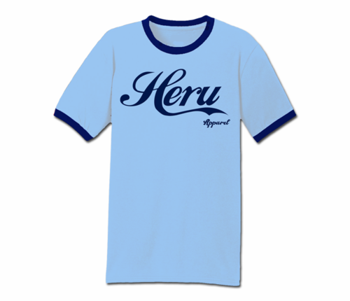 Men's Carolina Blue and Navy Blue Heru Apparel Ringer T-Shirt (Text)
