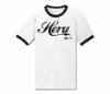 Men's White and Black Heru Apparel Ringer T-Shirt (Text)