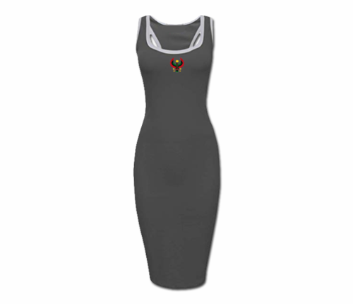 Women's Charcoal Grey Heru Raceback Ringer Dress (Flex Logo)