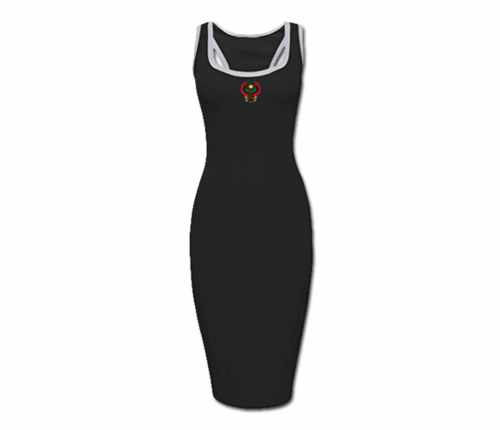 Women's Black Heru Raceback Ringer Dress (Flex Logo)