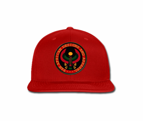Men Red Heru Snap Back (with circular seal design)