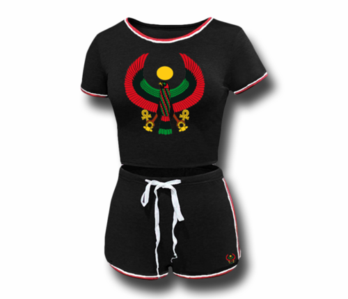 Women's Black Heru Summer Short Set (Bodycon)
