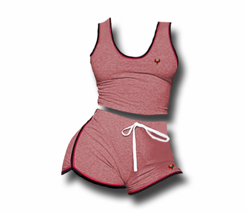 Women's Heather Pink Heru Summer Tank Top & Short Set (Bodycon)